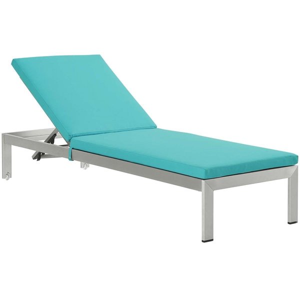 Patio Trasero Shore Outdoor Patio Aluminum Chaise with Cushions, Silver Turquoise PA1738110